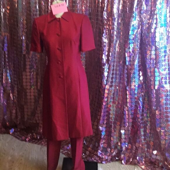 NWOT SUIT SET WITH JACKET & PANTS BY ANN TAYLOR in bright red - Picture 1 of 16